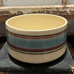 Vintage C P Pottery Cream Striped Bowl Planter
